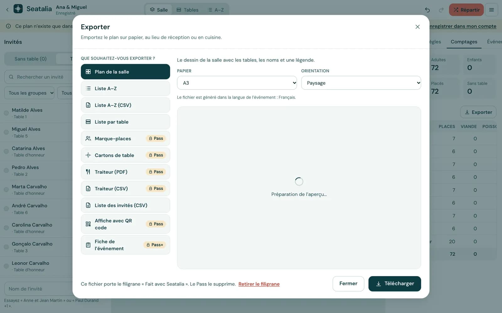 Exportez et imprimez