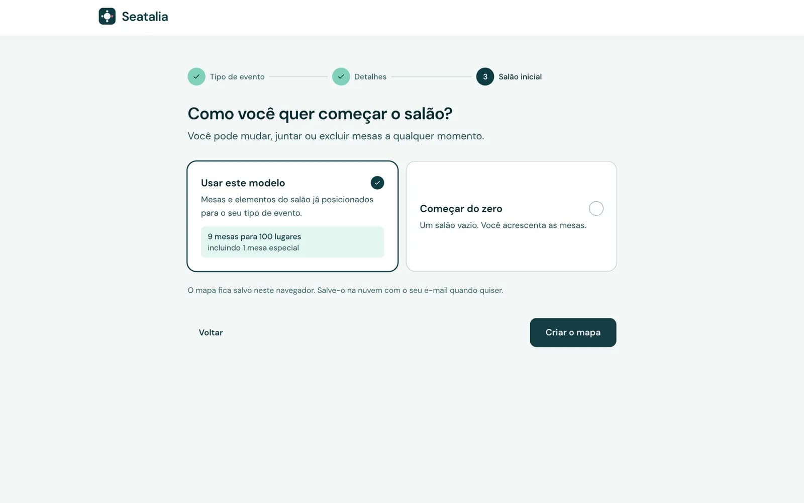 Escolha o evento e dê um nome a ele