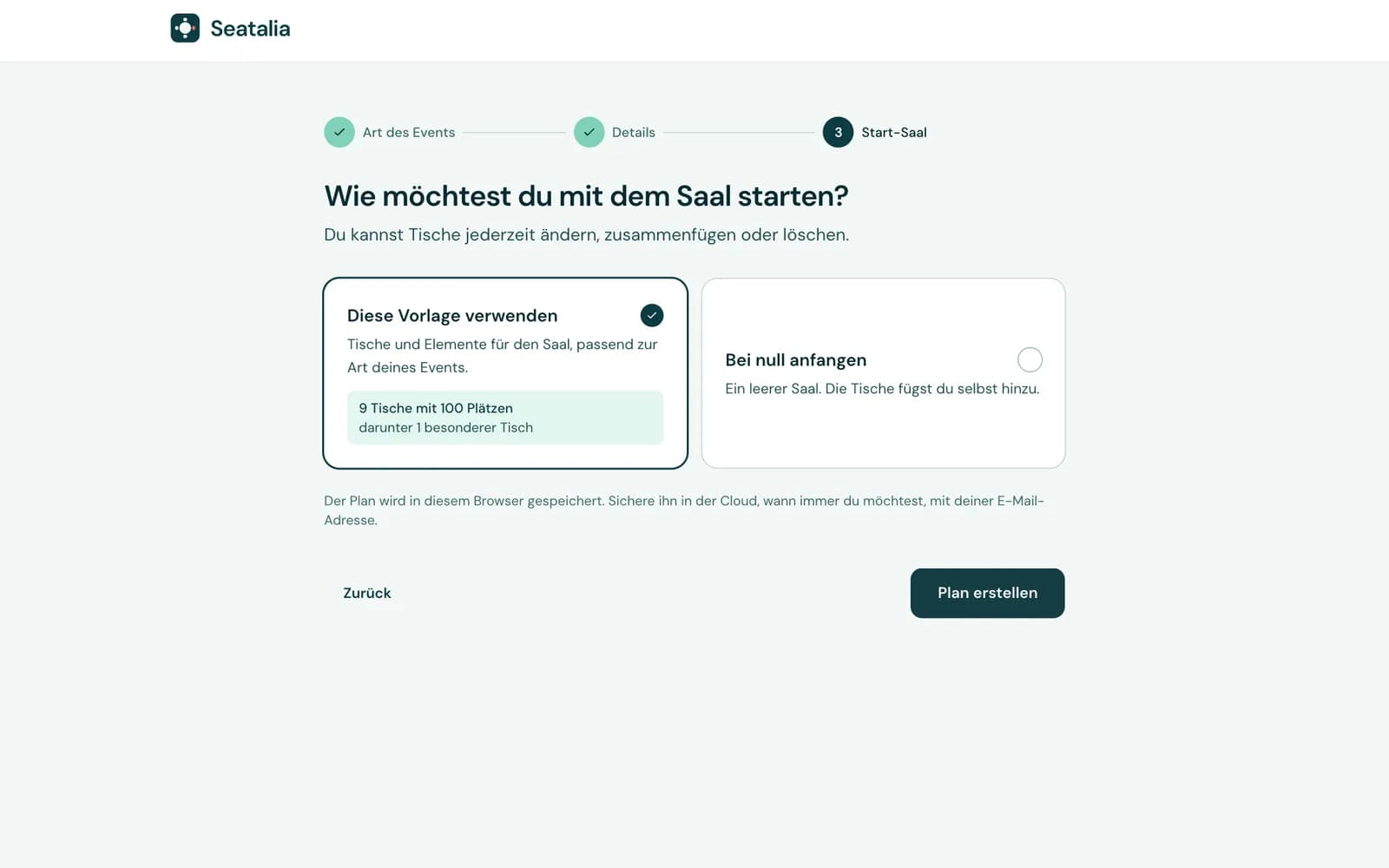Wähle das Event und gib ihm einen Namen
